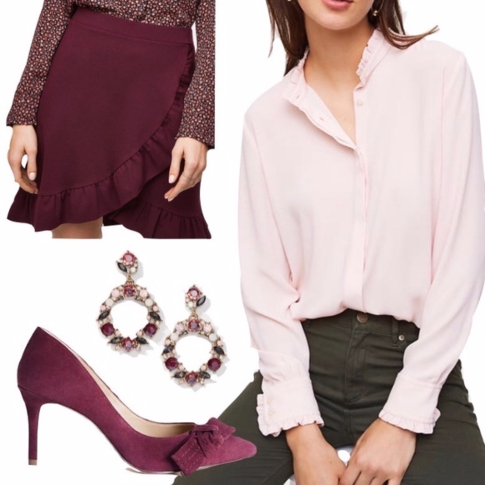 Ann Taylor Violetta Suede Burgundy Heels - Picture 2 of 8